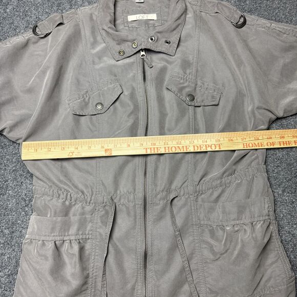 Ann Taylor LOFT Gray Short Roll Sleeve Utility Full Zip Jacket Size Medium - Picture 6 of 7
